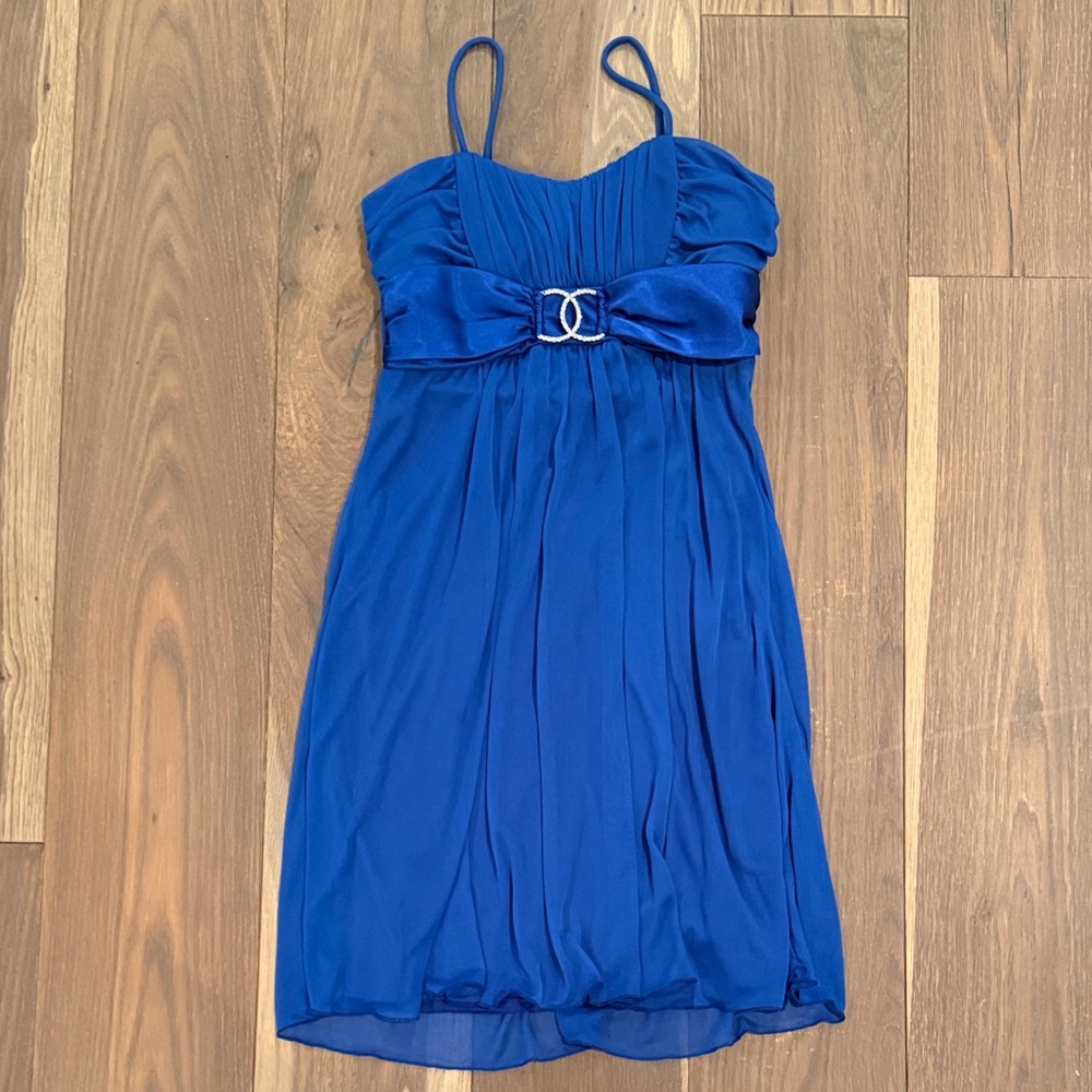 Jolie Royal Blue Mini Dress with Bow Detail